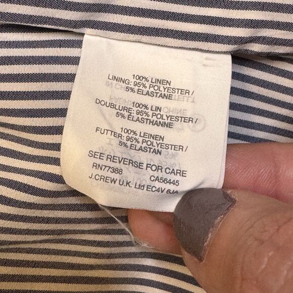 J Crew Womens Solid Navy Blue 100% Linen Regent Blazer Jacket Altered Size 12 - Picture 4 of 15